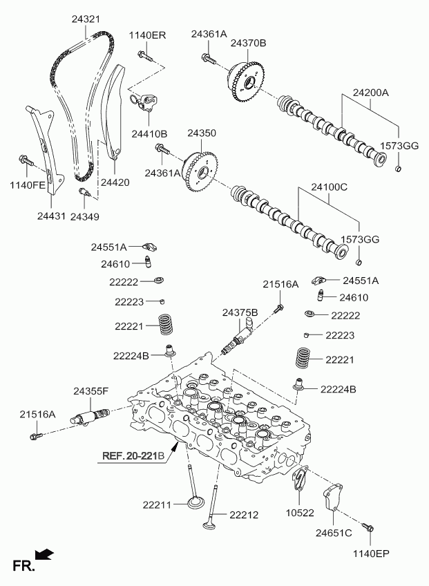 Впускной распредвал для Киа Спортейдж 2016-2018