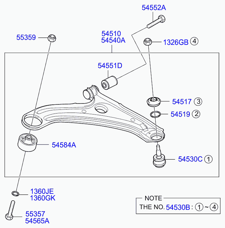 Рычаг передний нижний правый для Хендай Гетц 2002-2005