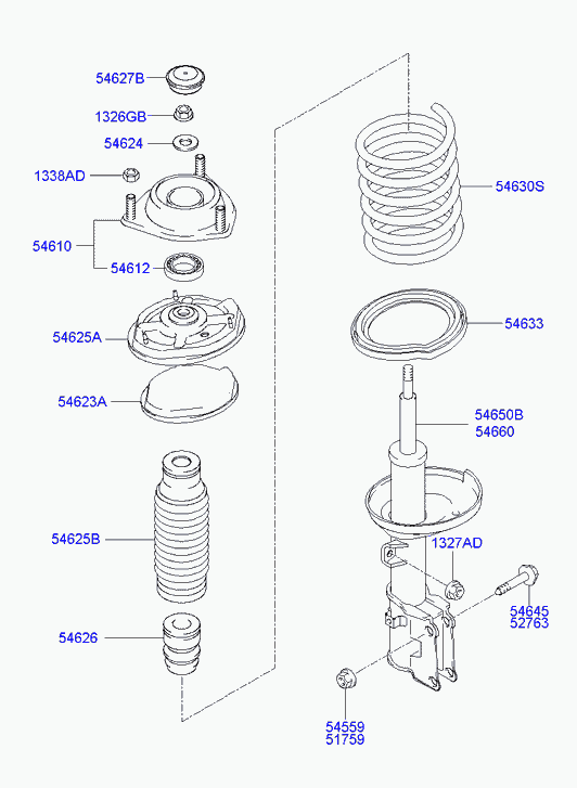 Стойка передняя правая для Хендай Гетц 2002-2005