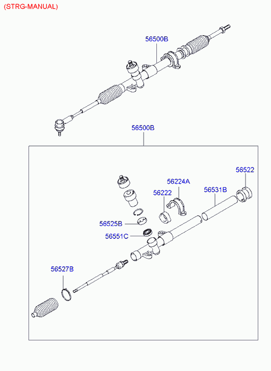 Рулевая рейка в сборе с наконечниками для Хендай Гетц 2002-2005