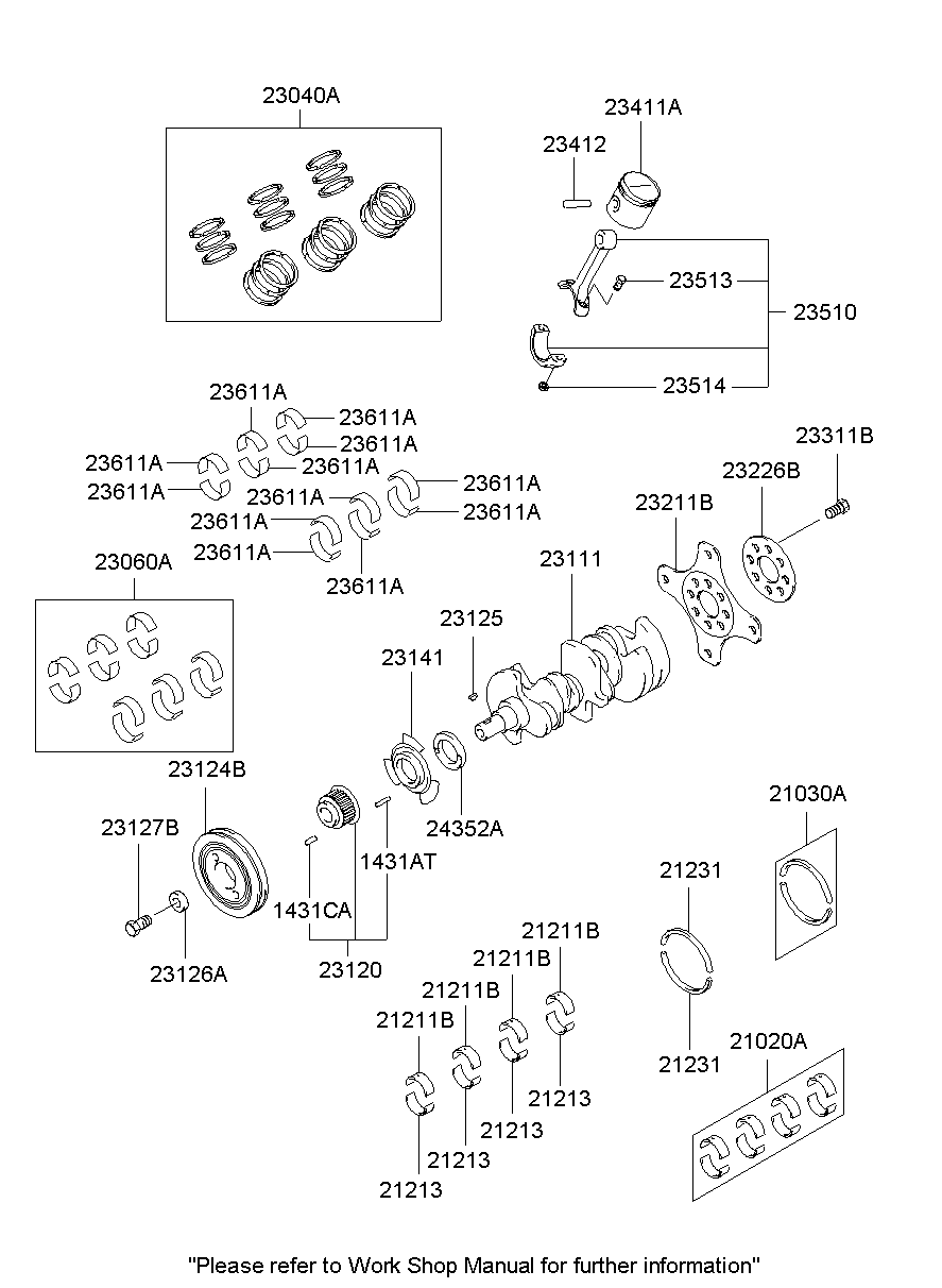 Коленвал для Хендай Экус 1999-2009