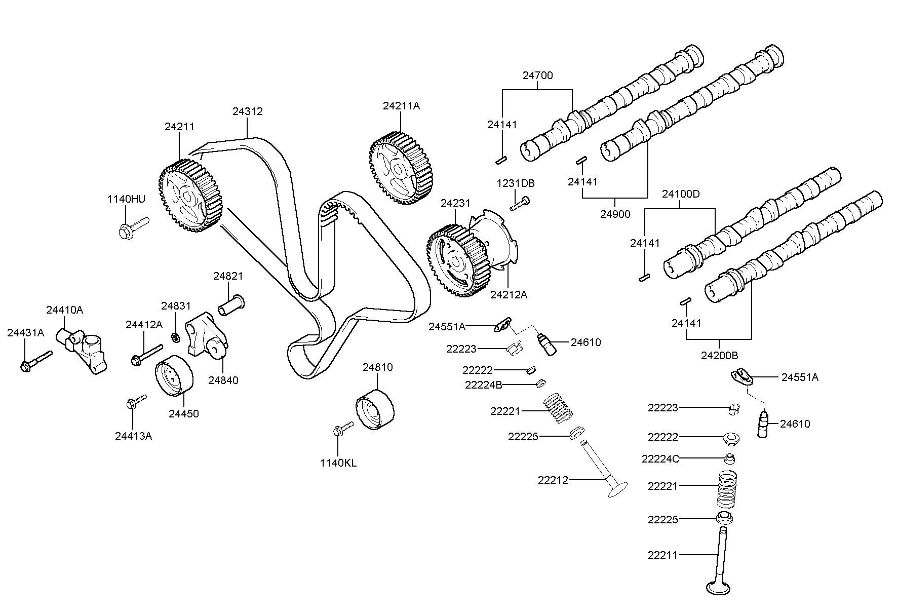Впускной распредвал для Хендай Экус 1999-2009