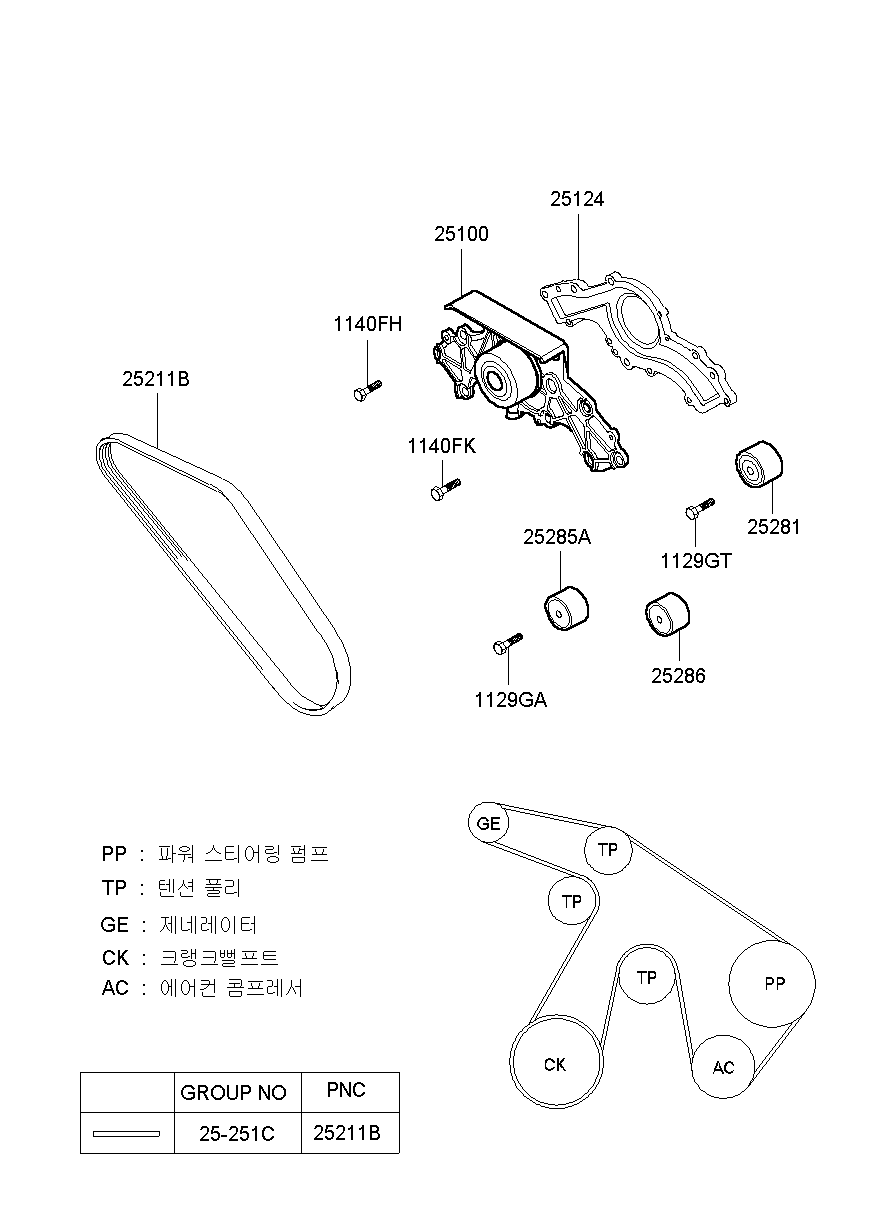 Ролик приводного ремня для Хендай Экус 1999-2009
