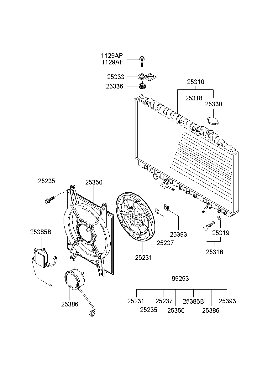 Мотор вентилятора двигателя для Хендай Экус 1999-2009