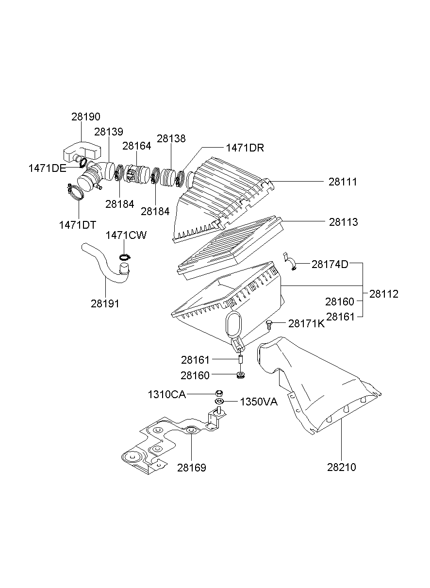 Корпус воздушного фильтра в сборе для Хендай Экус 1999-2009