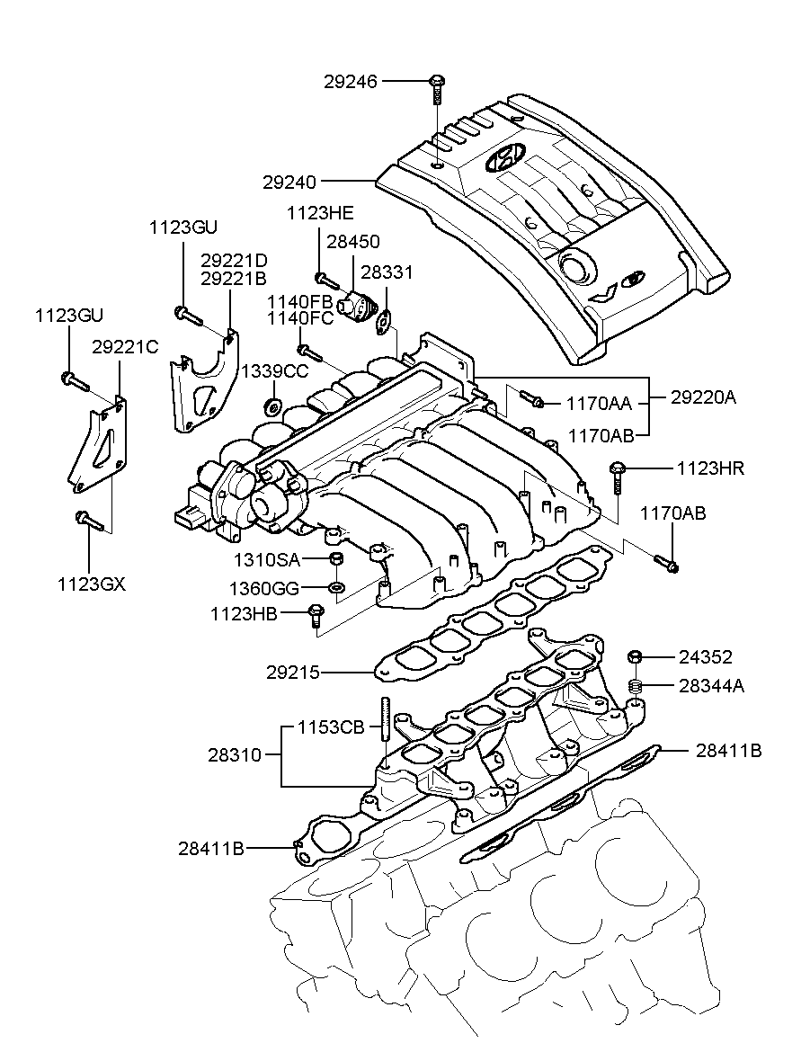 Коллектор впускной для Хендай Экус 1999-2009