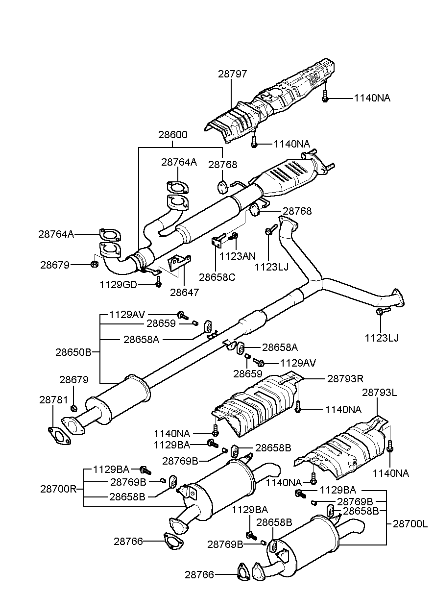 Глушитель основной для Хендай Экус 1999-2009