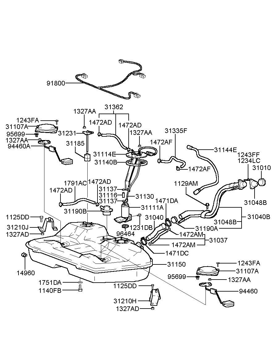 Горловина заливная бака топливного для Хендай Экус 1999-2009
