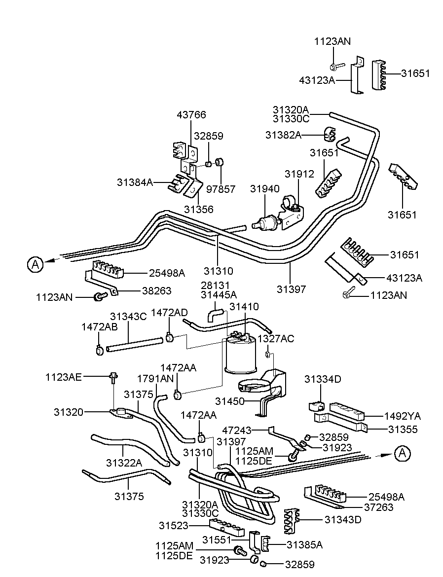 Адсорбер топливный для Хендай Экус 1999-2009