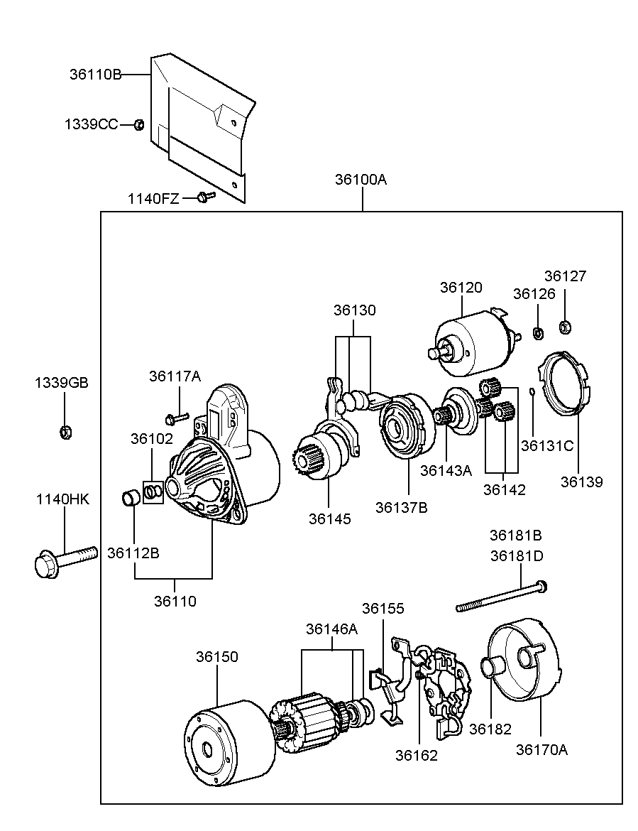 Стартер в сборе для Хендай Экус 1999-2009