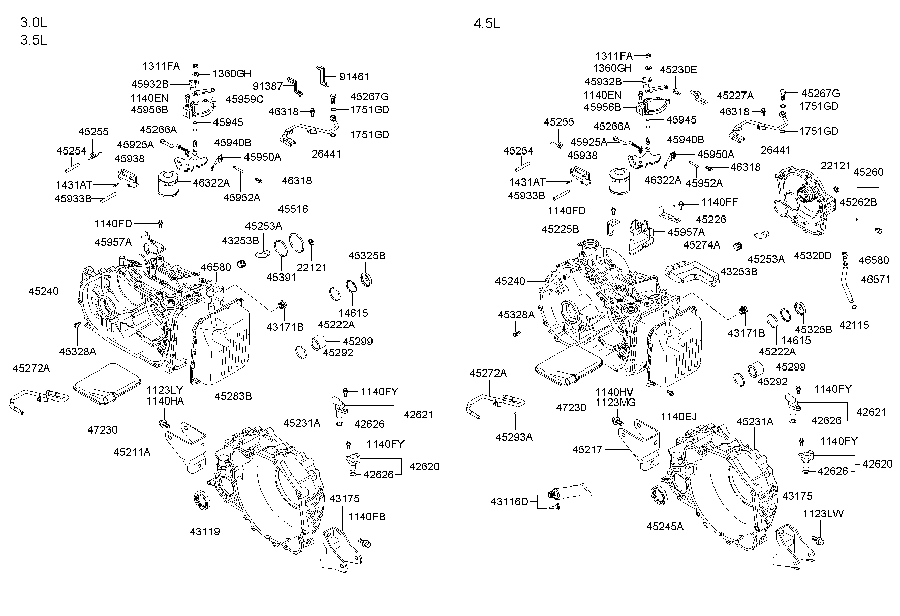 Масляный поддон АКПП для Хендай Экус 1999-2009
