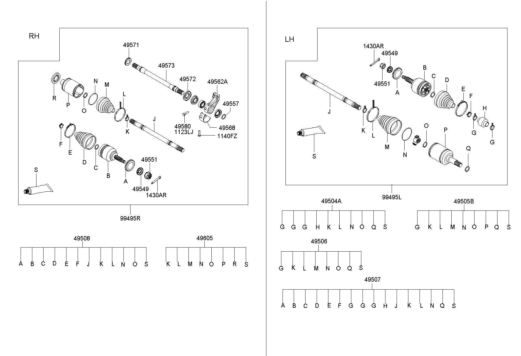 Приводной вал передний левый для Хендай Экус 1999-2009