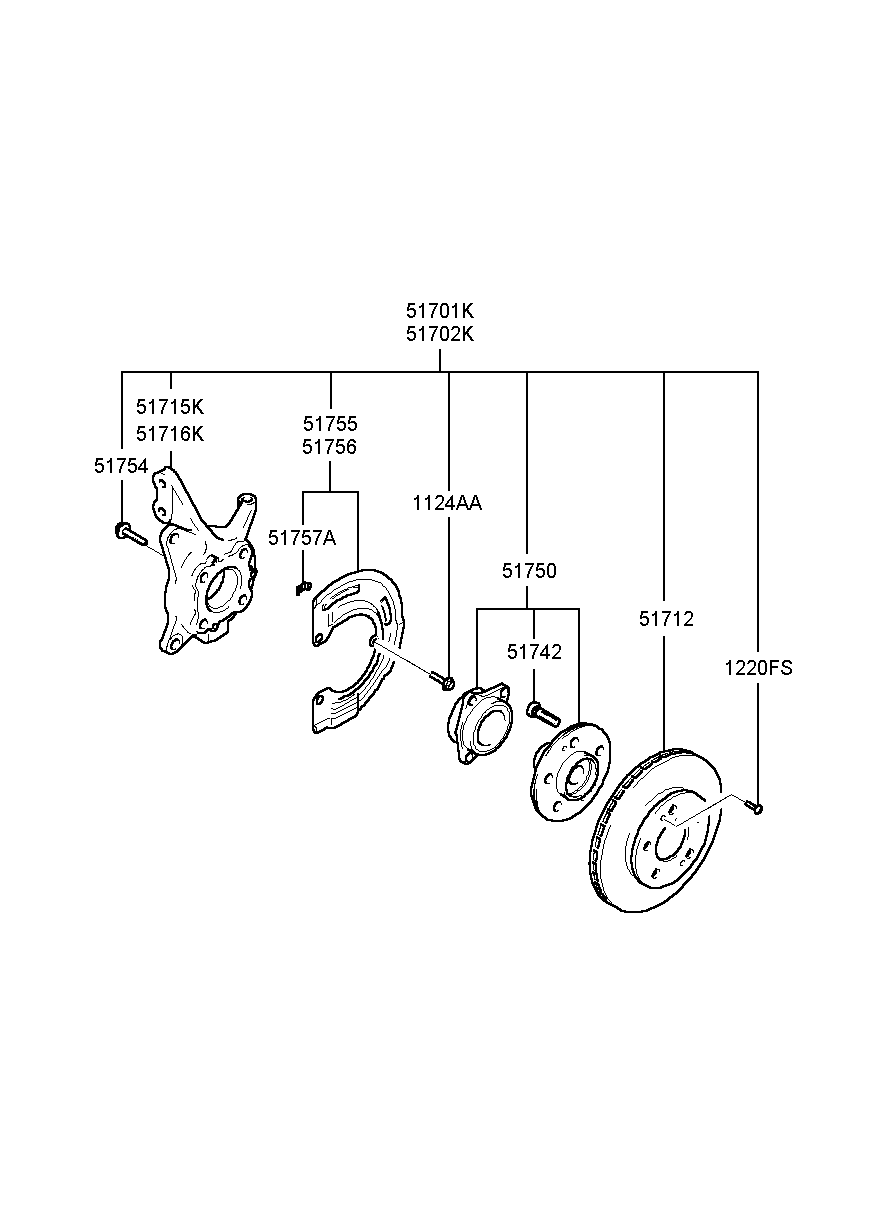 Поворотный кулак передний правый для Хендай Экус 1999-2009