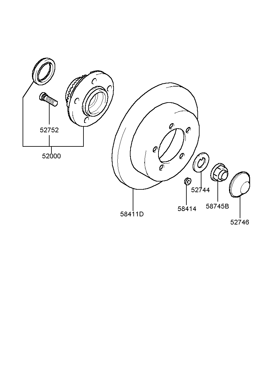 Ступица задняя правая для Хендай Экус 1999-2009