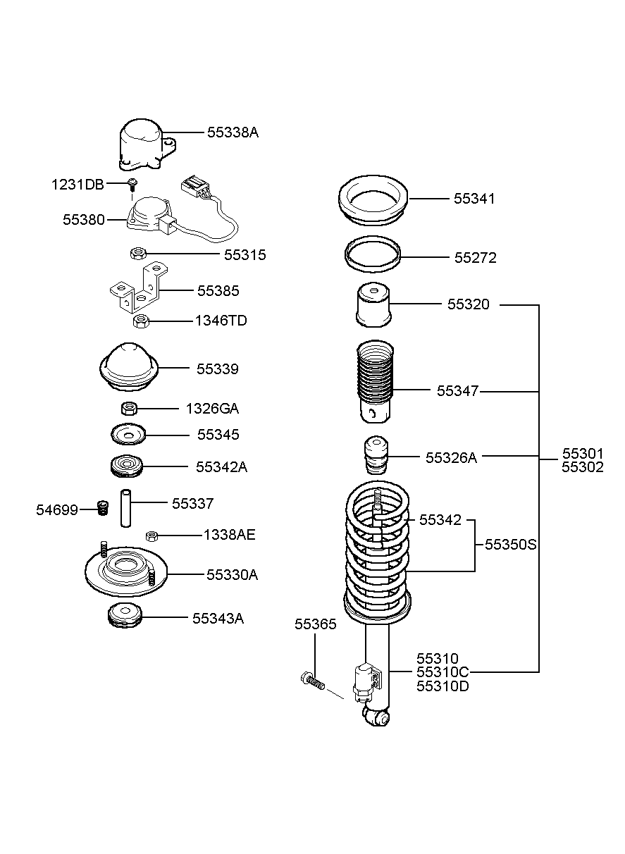 Амортизатор задний для Хендай Экус 1999-2009