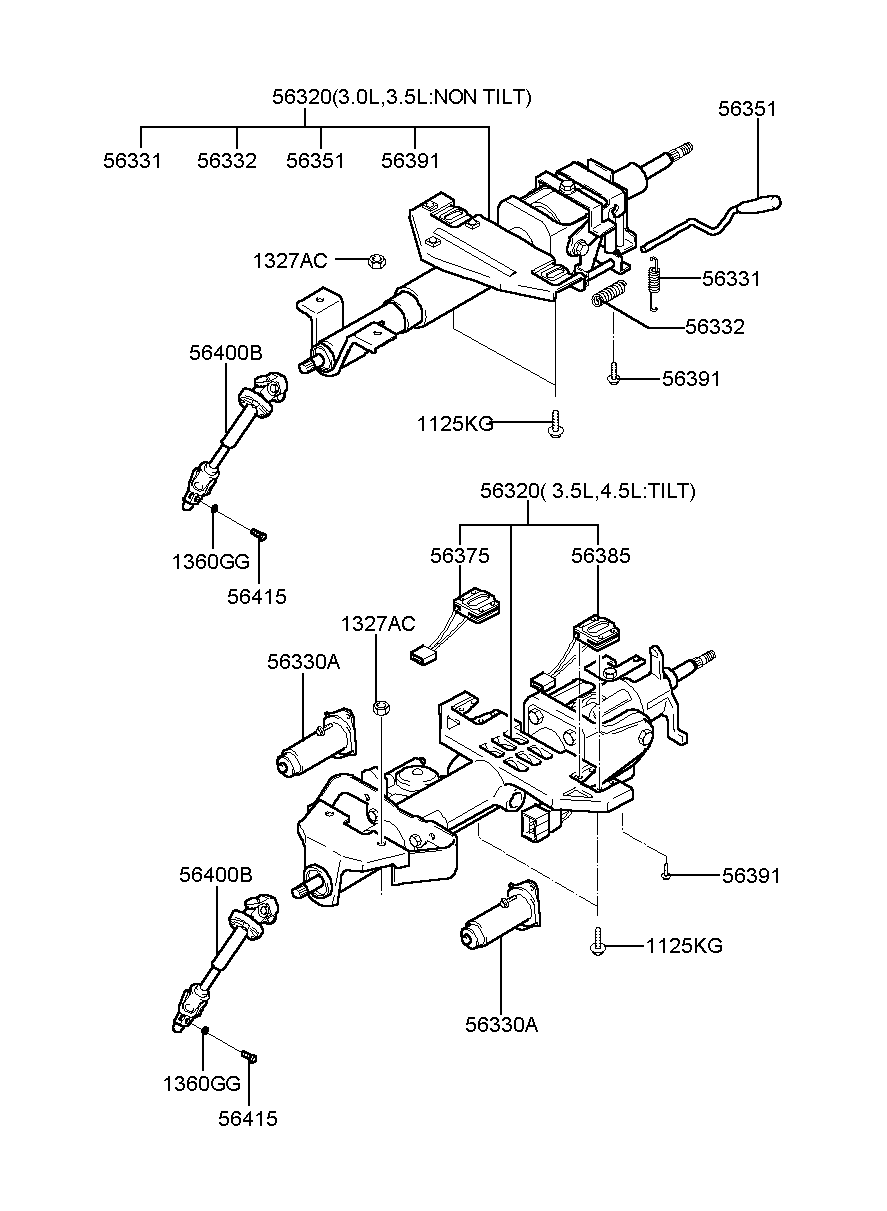 Рулевой вал нижний для Хендай Экус 1999-2009