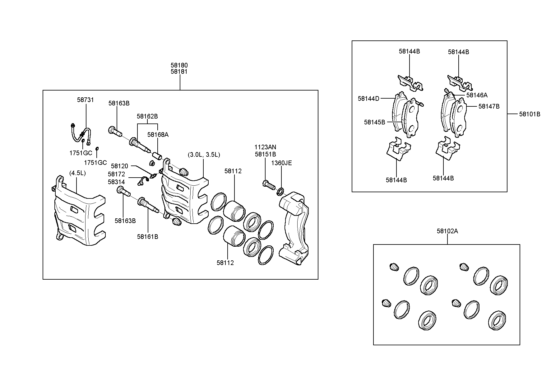 Колодки тормозные передние для Хендай Экус 1999-2009