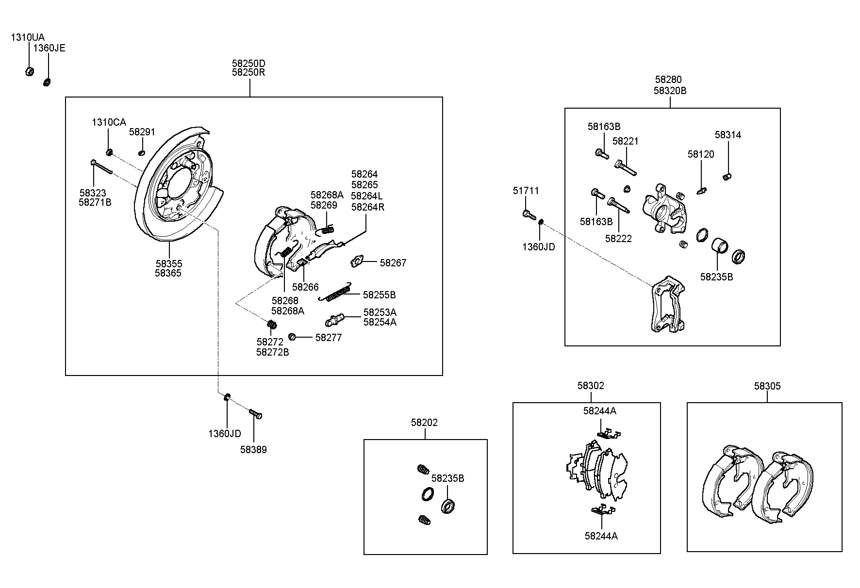 Суппорт тормозной задний левый для Хендай Экус 1999-2009