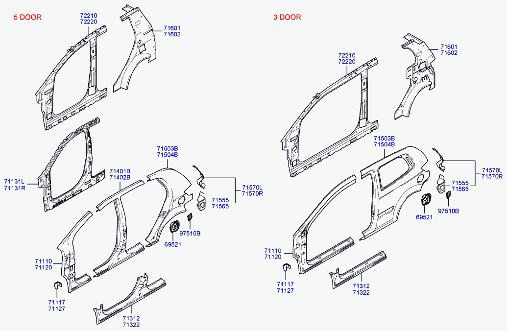 Крыло заднее левое для Хендай Гетц 2002-2005