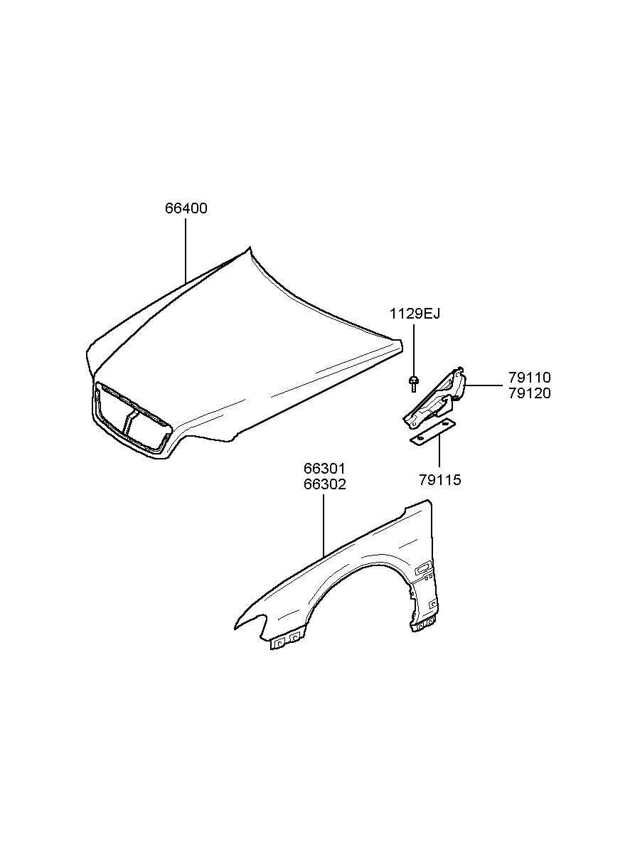 Крыло переднее правое для Хендай Экус 1999-2009