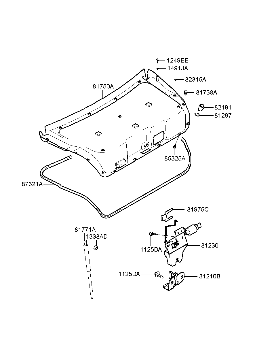 Крышка багажника для Хендай Экус 1999-2009