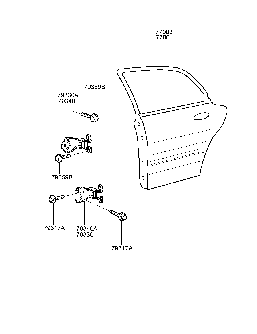 Дверь задняя левая для Хендай Экус 1999-2009
