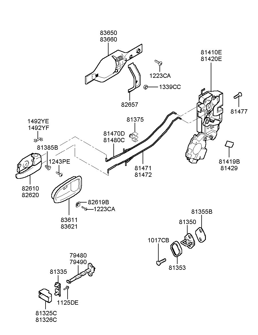Ручка задней левой двери для Хендай Экус 1999-2009