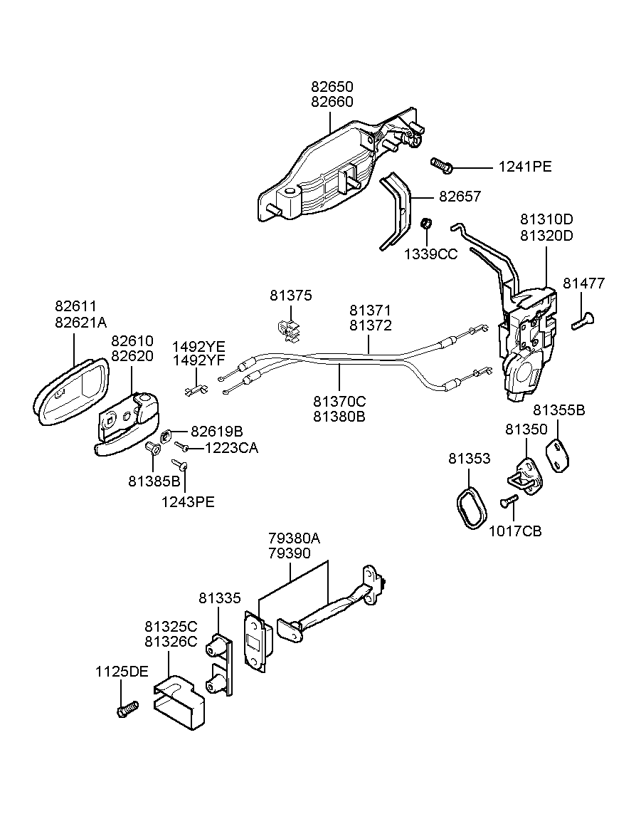 Замок передней правой двери для Хендай Экус 1999-2009
