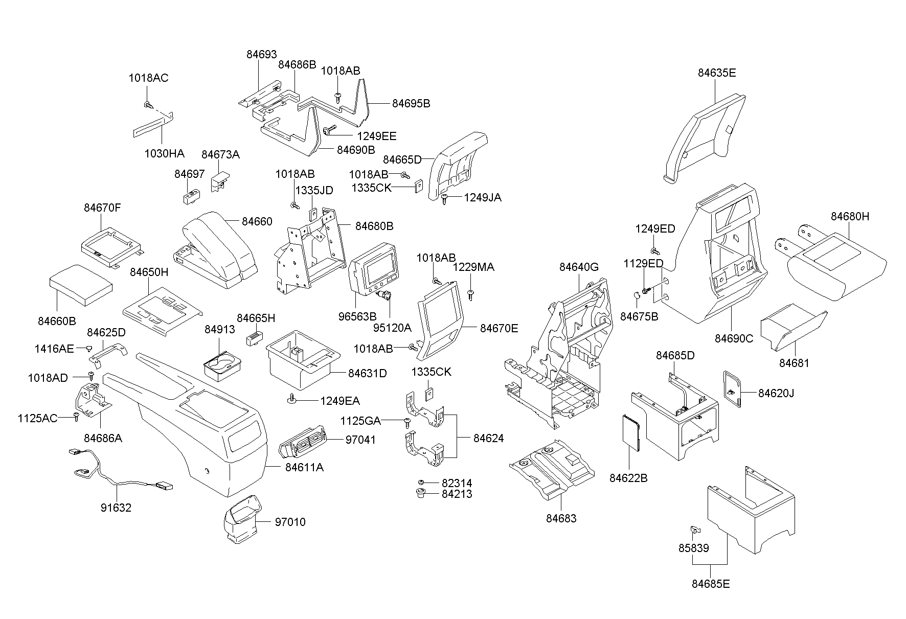 Подлокотник передних сидений для Хендай Экус 1999-2009
