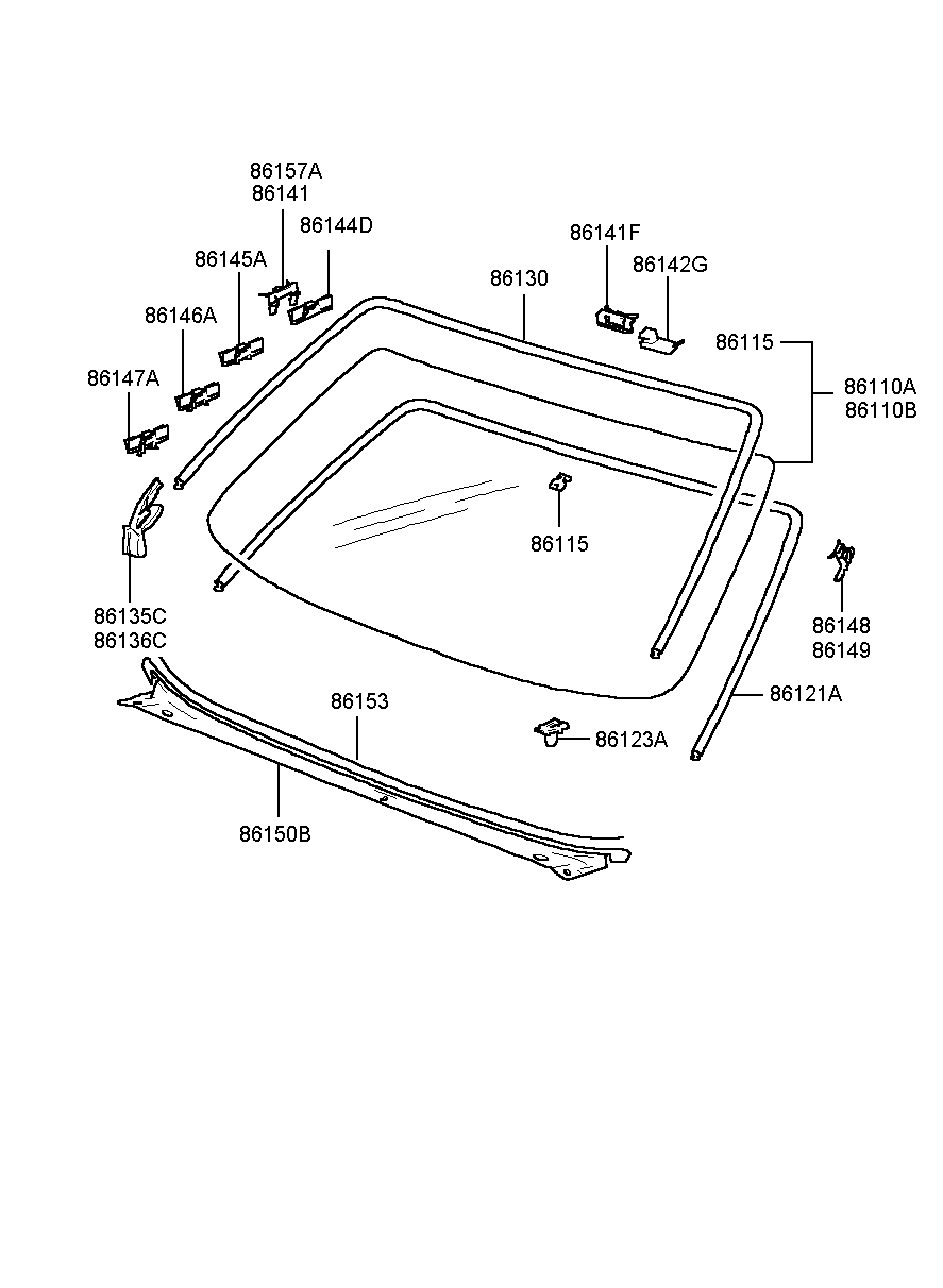 Лобовое стекло для Хендай Экус 1999-2009