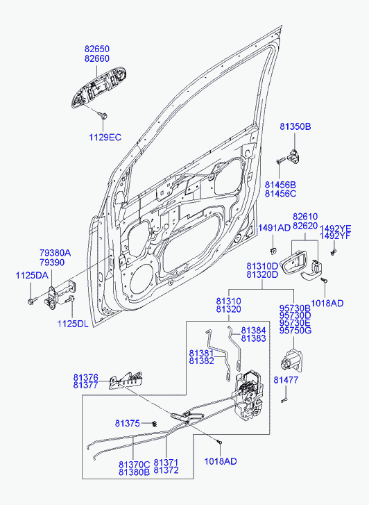 Ручка передней двери левая для Хендай Гетц 2002-2005