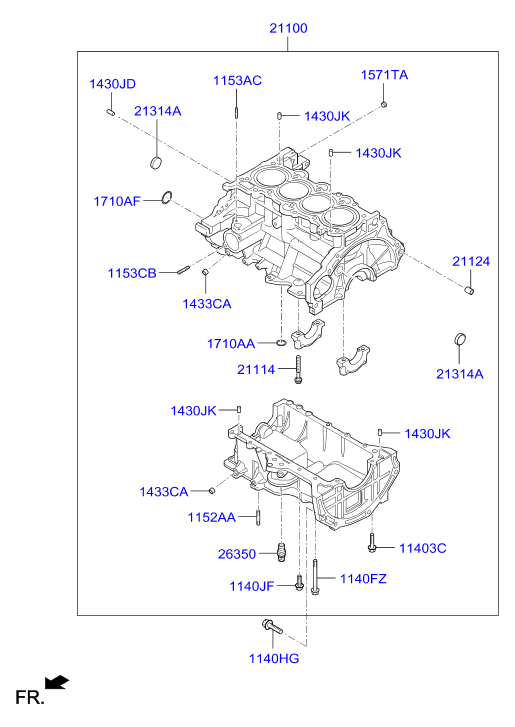 Блок цилиндров в сборе для Хендай Крета 2016-2018