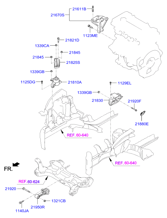 Подушка двигателя левая для Хендай Крета 2016-2018