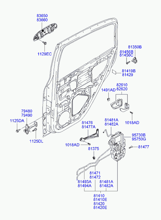 Ручка задней правая двери для Хендай Гетц 2002-2005