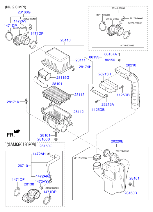 Корпус воздушного фильтра в сборе для Хендай Крета 2016-2018