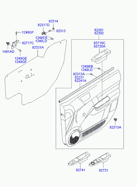 Панель кнопок стеклоподъёмников для Хендай Гетц 2002-2005