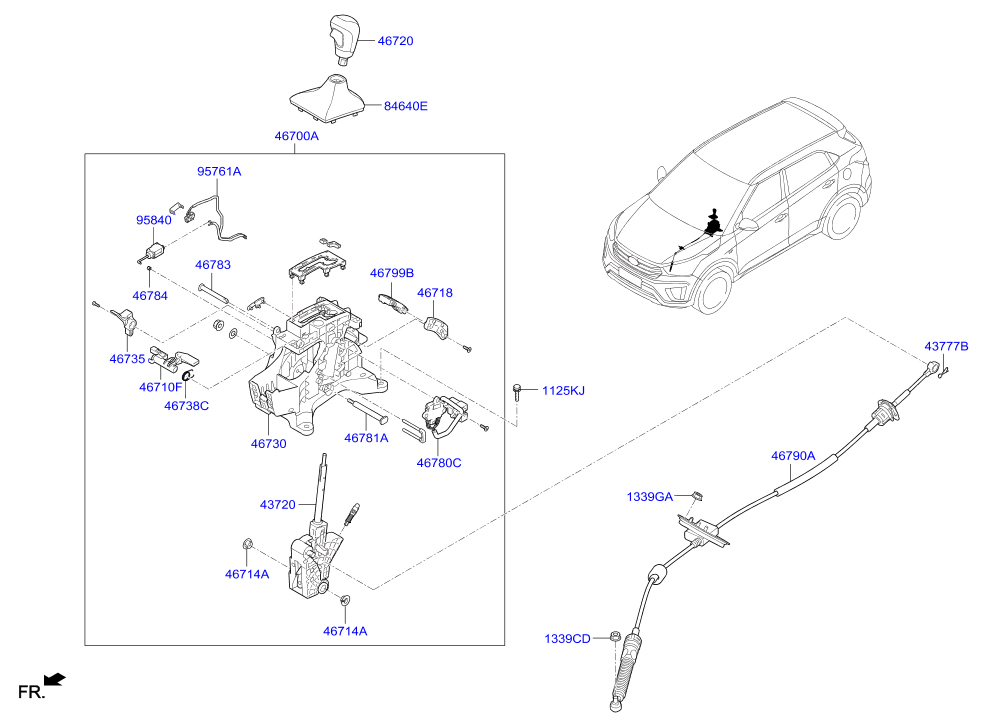 Рычаг переключения скоростей для Хендай Крета 2016-2018