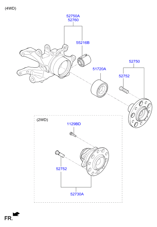 Ступица задняя левая для Хендай Крета 2016-2018