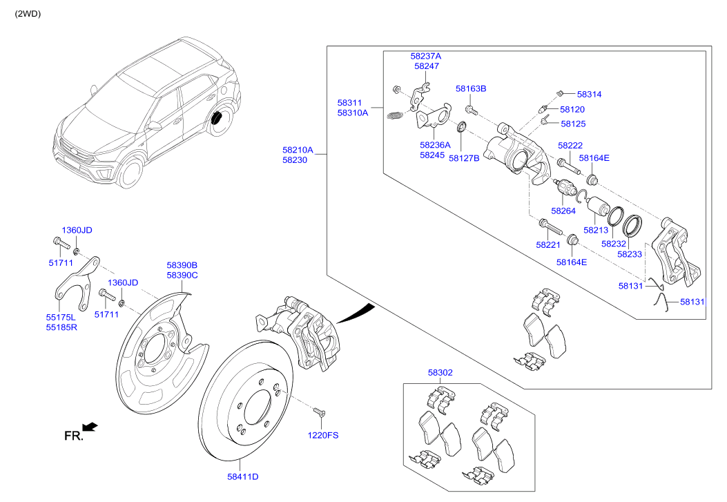 Диск тормозной задний для Хендай Крета 2016-2018