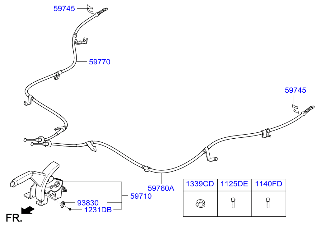 Трос правый стояночного, ручного тормоза для Хендай Крета 2016-2018