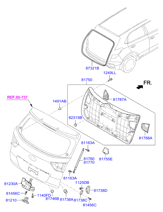 Замок багажника для Хендай Крета 2016-2018