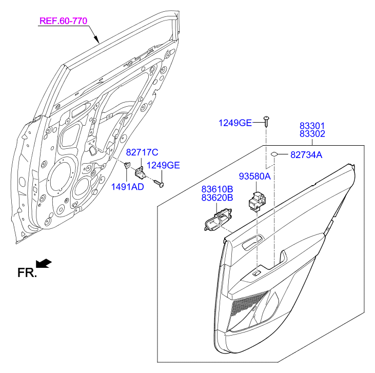 Панель отделки задней левой двери для Хендай Крета 2016-2018