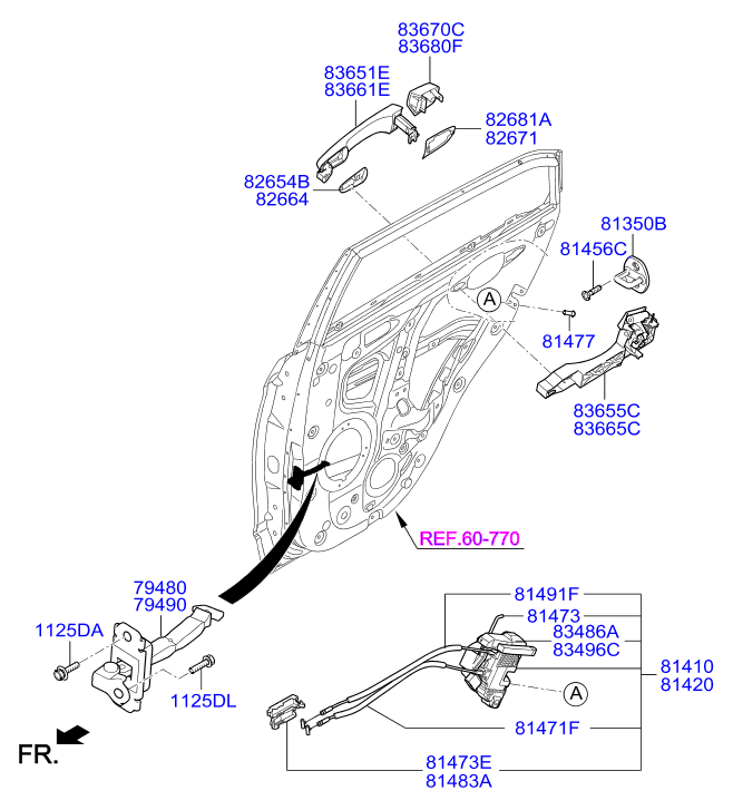 Замок задней левой двери для Хендай Крета 2016-2018