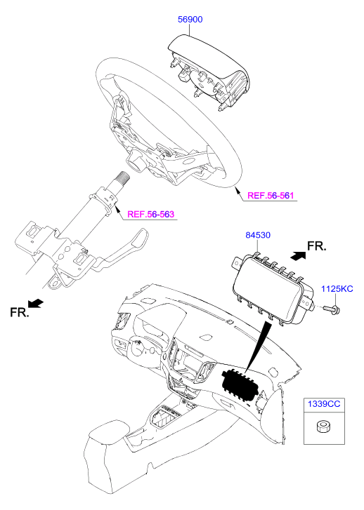 Подушка безопасности пассажира для Хендай Крета 2016-2018