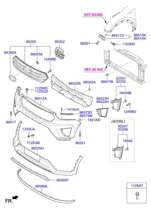 Бампер передний для Хендай Крета 2016-2018