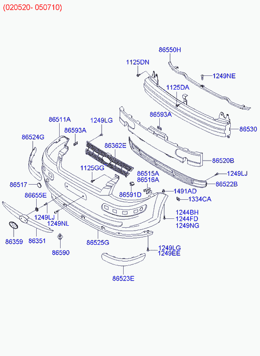 Бампер передний для Хендай Гетц 2002-2005