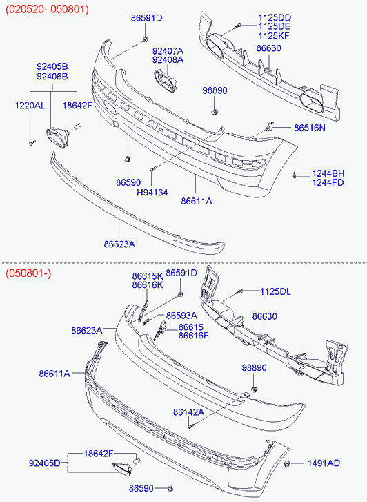 Бампер задний для Хендай Гетц 2002-2005