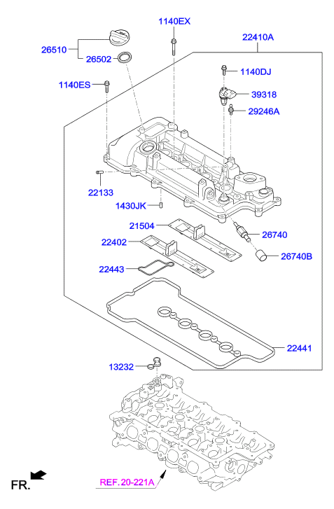 Клапанная крышка для Hyundai Tucson 2015-2018