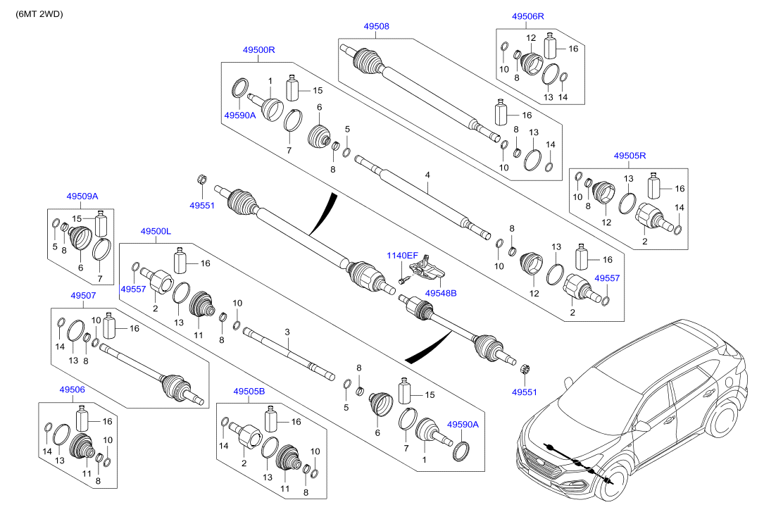 Шрус наружний передний правый для Hyundai Tucson 2015-2018
