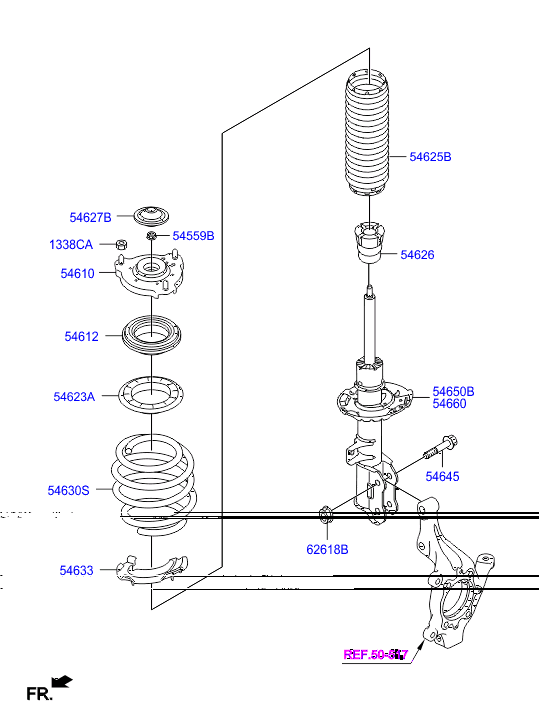 Стойка передняя левая для Hyundai Tucson 2015-2018